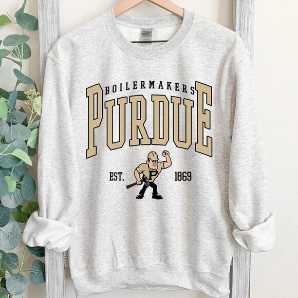 Purdue Boilermakers NCAA Sweatshirt Purdue University Sports Shirt Sweater Retro - Picture 2 of 3